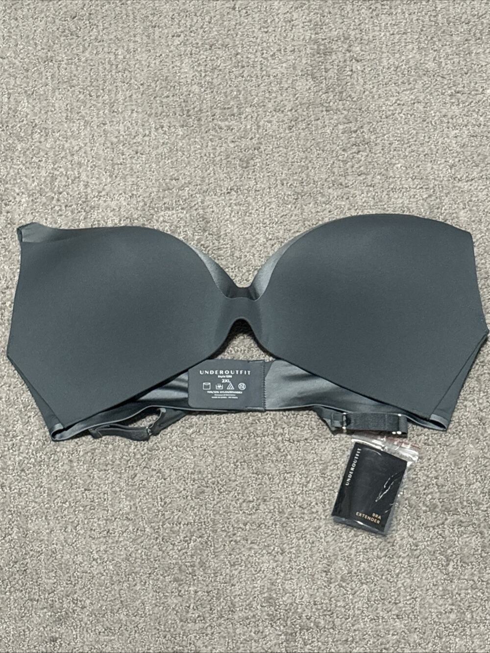 Underoutfit The No Strings Attached Wire Free Strapless Bra Size 2XL Gray NWT